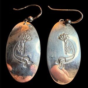 Vintage Sami Sterling Silver Kokopelli Dangle Earrings Southwest Artisan Signed